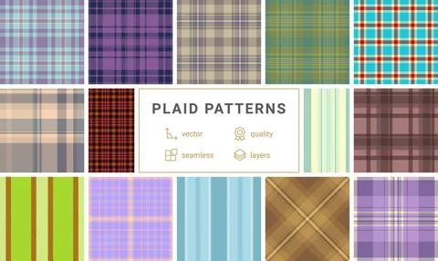 Fall plaid collection prepared for digital backgrounds. Ideal for seasonal .. 库存插图