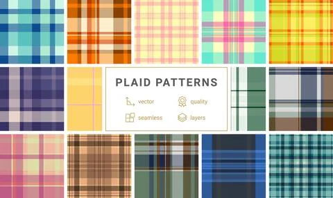 Fall plaid pattern set built for digital products. Suitable for downloads, .. Illustrazione stock