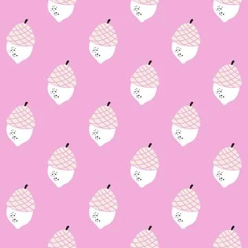 Fall print with acorns on pink background Stock Illustration