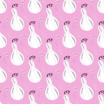 Fall print with squash on pink background. Stock Illustration