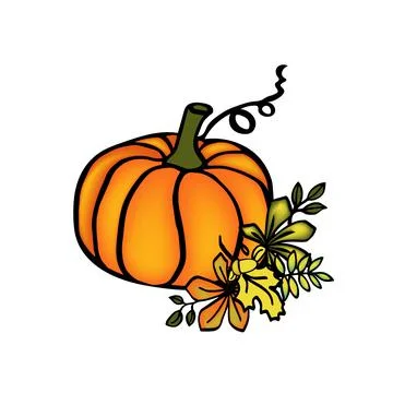 Fall pumkin ilustration, isolate hand drawn autumn decor Stock Illustration