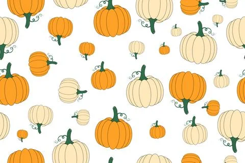 Fall Pumpkin Pattern Vector Illustration Clipart on White Background Stock Illustration