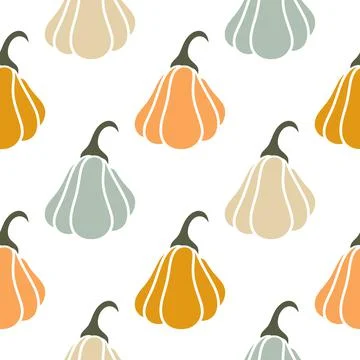 Fall pumpkin seamless pattern vector illustration Stock Illustration