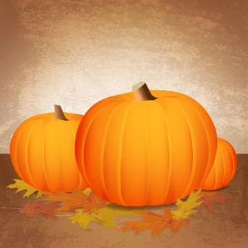 Fall pumpkins and leaves Stock Illustration