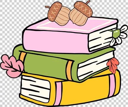 Fall Reading Stack of Books with Autumn Elements 스톡 일러스트