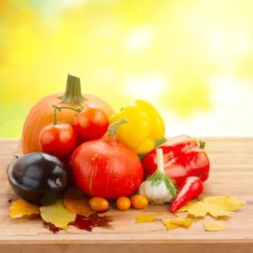 Fall ripe of vegetables on table Stock Illustration