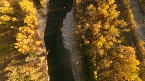 Fall river aerial drone Stock Footage 140484104