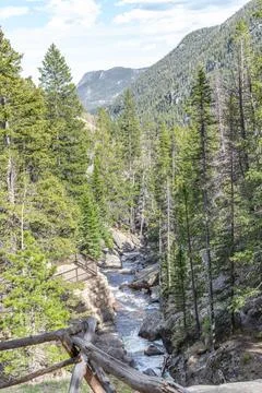 Fall River and Chasm Falls lower view point, Rocky Mountain Nat Park, Colorado Stock Photos