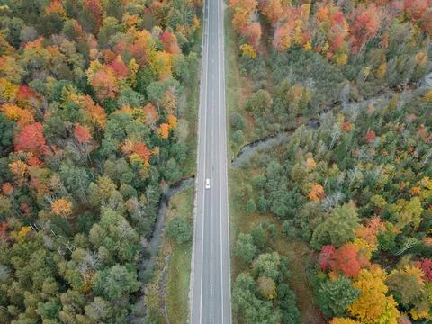 Fall River and Road Stock Photos