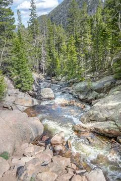 Fall River below Chasm Falls, Rocky Mountain Nat Park, Colorado Stock Photos