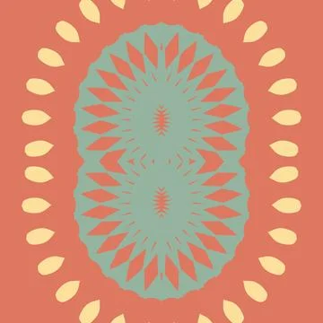 Fall rustic orchard palette symmetrical decorative motif in coral clay, peach fu 스톡 일러스트