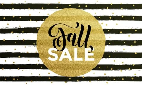 Fall sale poster banner vector gold pattern background for autumn shopping Stock Illustration