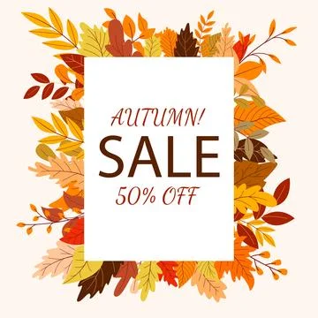 Fall sale rectangular foliage frame Stock Illustration