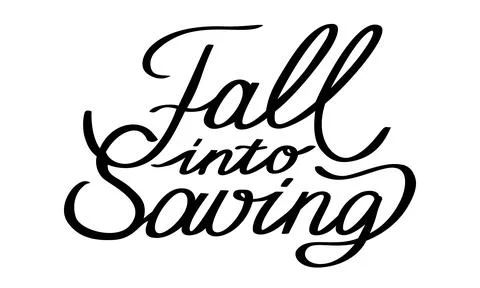 Fall into Saving black lettering. Handwritten design element. Vector illust.. Illustrazione stock