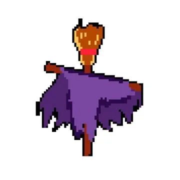 Fall scarecrow pixel art vector illustration Stock Illustration