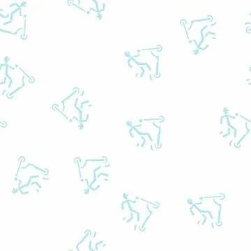 Fall scooter accident glyph vector seamless pattern Stock Illustration