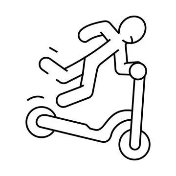 Fall scooter accident line icon vector illustration Stock Illustration