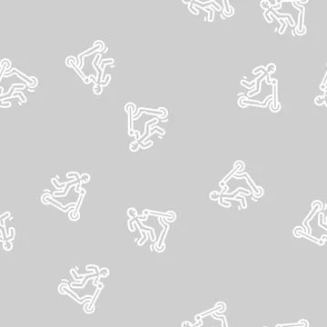 Fall scooter accident line vector seamless pattern Stock Illustration