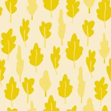 Fall seamless pattern with yellow tree silhouettes. Light pastel background.  Stock Illustration