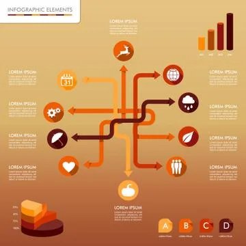 Fall season infographic network elements autumn graphics template. 스톡 일러스트