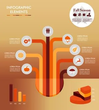 Fall season infographic tree elements autumn graphic eps10 file. 스톡 일러스트