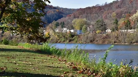 Fall season river park wind river Stock Footage 255293598