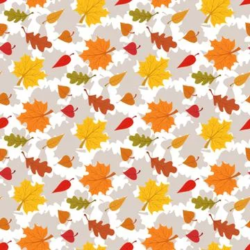 Fall season seamless pattern with leafs on white background vector illustration 스톡 일러스트