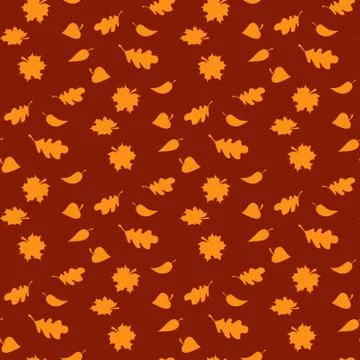 Fall season seamless pattern with leafs on brown background vector illustration 스톡 일러스트