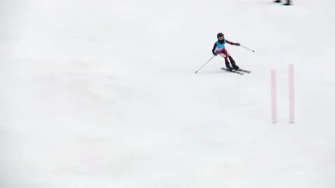 The fall of the skier during the descent from the mountain Stock Footage 105395202