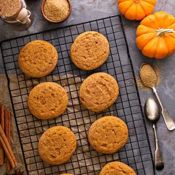 Fall snickerdoodle cookies with pumpkin Stock Photos