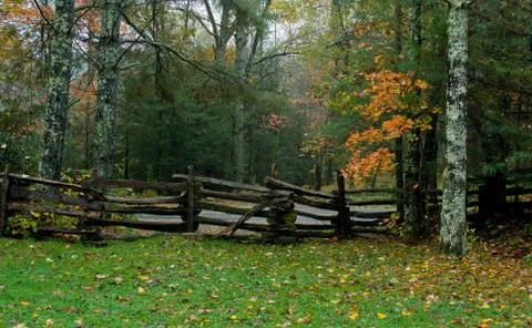 Fall split rail fence scenic Stock Photos