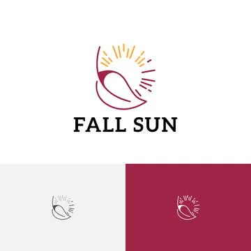 Fall Sun Leaf Autumn Nature Ling Logo Stock Illustration