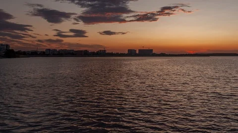 Fall Sunset Timelapse over Water Stock Footage 117159830