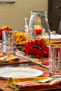 Fall Table Setting Stockfoto's