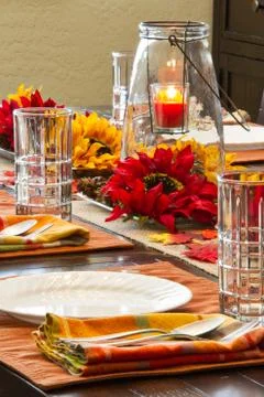 Fall Table Setting Stock Photos