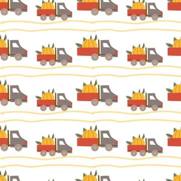 Fall thanksgiving pattern with autumn leaves and plants, animals. Cute fabric Illustrazione stock