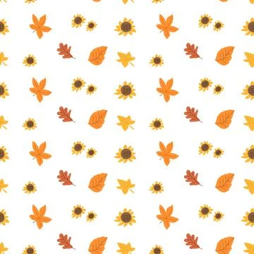 Fall thanksgiving pattern with autumn leaves and plants, animals. Cute fabric Stock Illustration