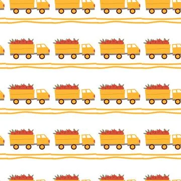 Fall thanksgiving pattern with autumn leaves and plants, animals. Cute fabric Stock Illustration
