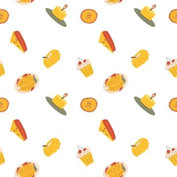 Fall thanksgiving pattern with autumn leaves and plants, animals. Cute fabric Stock Illustration