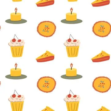 Fall thanksgiving pattern with autumn leaves and plants, animals. Cute fabric Stock Illustration