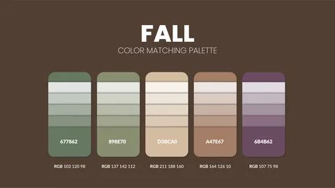 Fall theme color palettes or color schemes are trends combinations and palett Stock Illustration