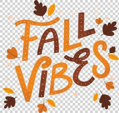 Fall-themed typography is floating on transparent background in flat design with Stock Illustration