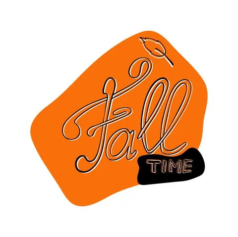 Fall time doodle illustration with abstract shapes. Lettering. Stock Illustration