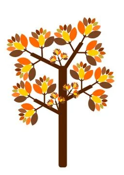 Fall tree with colorful leaves vector illustration Illustrazione stock