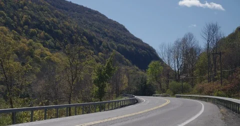 Fall Valley Road Tight Stock Footage 96774802