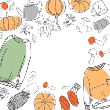 Fall vector background. Autumn mood. Sketch illustration. Illustrazione stock