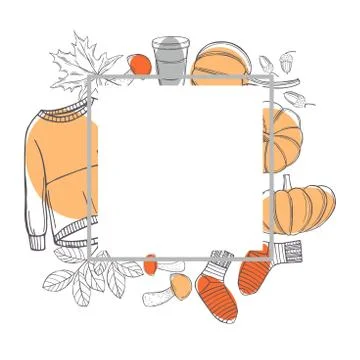 Fall vector frame . Autumn mood. Stock Illustration