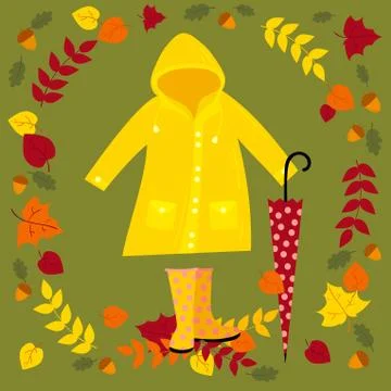 Fall vector illustration. Warm autumn set Stock Illustration