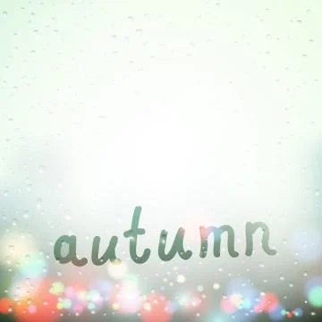 Fall word written on Sweaty Window Stock Illustration