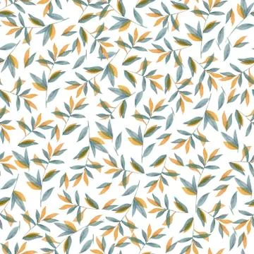 Fall yellow pattern of leaves. Watercolor Background for textile or book cove Illustrazione stock
